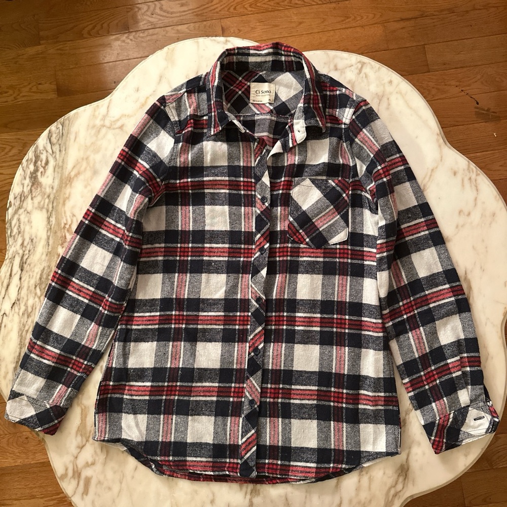 Plaid Shirt in Navy, Red, and White